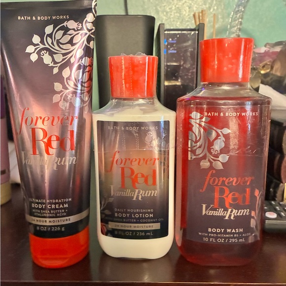Bath & Body Works Other - Bath & Body Works 🆕 Forever Red ( Vanilla Rum) 3 Pc Set